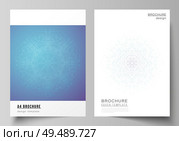 Vector layout of A4 format modern cover mockup design templates for brochure, magazine, flyer, booklet, report. Big Data Visualization, geometric communication background with connected lines and dots.. Vector layout of A4 format modern cover mockup design templates for brochure, magazine, flyer, booklet, report. Big Data Visualization, geometric communication background with connected lines and dots. Стоковая иллюстрация, агентство Ingram Publishing / Фотобанк Лори