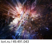 Technological Burst. Bright math-generated abstract radial elements to illustrate concept of rapid expansion on the subject of science, education and computer technology. Стоковое фото, агентство Ingram Publishing / Фотобанк Лори
