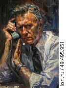 Man Talking on a Phone Painting. Стоковое AI-изображение, AI-художник Данила Большаков / Фотобанк Лори