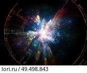 Exponential Burst. Bright math-generated abstract radial elements to illustrate concept of rapid expansion on the subject of science, education and technology. Стоковое фото, агентство Ingram Publishing / Фотобанк Лори