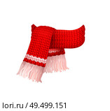 Red knitted scarf with white woolen threads isolated vector icon. Winter cachemire fashion handmade muffler, warm neckerchief accessory, wintertime cloth. Red Knitted Scarf with White Woolen Threads Icon. Стоковая иллюстрация, агентство Ingram Publishing / Фотобанк Лори