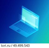 Laptop with screen isolated isometric 3d icon vector. Modern device with keyboard, outputs and microphone, webcam and buttons. Gadget for working. Laptop with Screen Isolated Vector Illustration. Стоковая иллюстрация, агентство Ingram Publishing / Фотобанк Лори