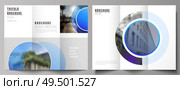 The minimal vector illustration of editable layouts. Modern creative covers design templates for trifold brochure or flyer. Creative modern blue background with circles and round shapes. The minimal vector illustration of editable layouts. Modern creative covers design templates for trifold brochure or flyer. Creative modern blue background with circles and round shapes. Стоковая иллюстрация, агентство Ingram Publishing / Фотобанк Лори