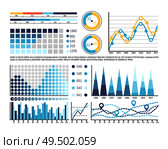 Infographic with timeline and numbers information vector. Schemes with percentage on pie diagram, charts with pointer and location signs, flowcharts. Infographic with Timeline and Numbers Information. Стоковая иллюстрация, агентство Ingram Publishing / Фотобанк Лори