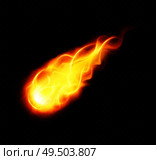 Fireball realistic poster with burning yellow flying astronomical object on black background vector illustration. Стоковая иллюстрация, агентство Ingram Publishing / Фотобанк Лори