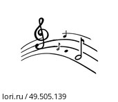 Music notes and melody tablature, sounds signs monochrome sketch outline vector line art. Song symbols on sheet, concert accords and tunes tone, rhythms key. Music Notes and Melody Tablature, Sounds Signs. Стоковая иллюстрация, агентство Ingram Publishing / Фотобанк Лори