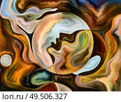 Human Texture series. Creative arrangement of human face, rich colors, organic textures, flowing curves as a concept metaphor on subject of inner world, mind, soul and Nature. Стоковое фото, агентство Ingram Publishing / Фотобанк Лори