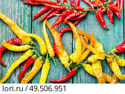 Cayenne pepper.Fresh red and yellow chili pepper. Fresh chili pepper. Стоковое фото, агентство Ingram Publishing / Фотобанк Лори