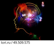 Color Thinking. Inner Nature series. Arrangement of child’s mind illustration fused with fractal paint on theme of art, creativity, poetry and spiritual life. Стоковое фото, агентство Ingram Publishing / Фотобанк Лори