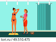 Tanning spa procedure experienced expert specialist vector. Sprayer with liquid and quality of tan. Procedure allowing to change style of skin color. Tanning Spa Procedure by Expert Specialist Vector. Стоковая иллюстрация, агентство Ingram Publishing / Фотобанк Лори