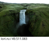 Icelandic waterfall from above. Стоковое фото, агентство Ingram Publishing / Фотобанк Лори