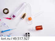  anti-age mesotherapy set for home and salon  skin care procedure around white background. beauty concept. flat lay. Стоковое фото, агентство Ingram Publishing / Фотобанк Лори