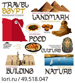 A vector illustration of infographic elements for traveling to Egypt. Стоковая иллюстрация, агентство Ingram Publishing / Фотобанк Лори