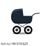 Pram with newborn little child isolated icon of perambulator for children young age vector. Infant care and transportation, carriage for child buggy. Pram with Newborn Little Child Isolated Vector. Стоковая иллюстрация, агентство Ingram Publishing / Фотобанк Лори