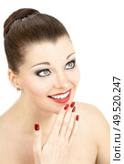 The portrait of the enthusiastic beautiful young woman isolated. Стоковое фото, агентство Ingram Publishing / Фотобанк Лори