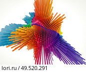 Displacement Worlds. 3D rendering of spherical noise burst pattern on the subject of education, three dimensional technology, mathematic and virtual 3D rendering. Стоковое фото, агентство Ingram Publishing / Фотобанк Лори