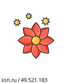 Allergy to flowers blooming, allergic reaction isolated icon. Flourishing of flora, hypersensitivity of human body at blossom in spring or summer. Allergy to Flowers Blooming, Allergic Reaction. Стоковая иллюстрация, агентство Ingram Publishing / Фотобанк Лори
