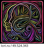 Inner Curves. Life Lines series. Backdrop of  human profile and woodcut pattern to complement designs on the subject of human drama, poetry and inner symbols. Стоковое фото, агентство Ingram Publishing / Фотобанк Лори