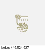 Vector icon and logo for italian pasta or noodles. Editable outline stroke size. Line flat contour, thin and linear design. Simple icons. Concept illustration. Sign, symbol, element.. Vector icon and logo for italian pasta or noodles. Стоковая иллюстрация, агентство Ingram Publishing / Фотобанк Лори