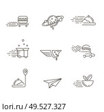 Vector icon and logo for food online deliwery. Editable outline stroke size. Line flat contour, thin and linear design. Simple icons. Concept illustration. Sign, symbol, element.. Vector icon and logo for food online deliwery. Стоковая иллюстрация, агентство Ingram Publishing / Фотобанк Лори