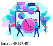 Landing page template of planning timework management people. Businnes Start Up Concept. Income and Success. Workers are studying the infographic, the analysis of evolutionary scale. Vector Business. Landing page template of planning timework management people. Businnes Start Up Concept. Стоковая иллюстрация, агентство Ingram Publishing / Фотобанк Лори