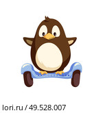 Little penguin balancing on blue segway with big wheels vector. Running animal on modern transport. Eco scooter in flat style isolated on white vector. Penguin Balancing on Blue Segway Vector Isolated. Стоковая иллюстрация, агентство Ingram Publishing / Фотобанк Лори