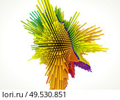 Displacement Worlds. 3D rendering of spherical noise burst pattern on the subject of education, three dimensional technology, mathematic and virtual 3D rendering. Стоковое фото, агентство Ingram Publishing / Фотобанк Лори