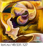 Inner Flow. Colors In Us series. Image of human silhouettes, art textures and colors interplay in conceptual relevance to life, drama, poetry and perception. Стоковое фото, агентство Ingram Publishing / Фотобанк Лори