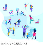 People dressed in winter clothes or outerwear performing outdoor activities fun. Snow festival, sledding and snowboard. Christmas family ski skating, making snowman, skiing wintertime extreme sport. People dressed in winter clothes or outerwear performing outdoor activities fun. Snow festival, sledding and snowboard. Christmas family ski skating, making snowman, skiing. Стоковая иллюстрация, агентство Ingram Publishing / Фотобанк Лори