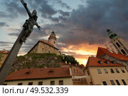 Cesky Krumlov - the city of South Bohemia Czech Republic region. Located on the Vltava River. declared a UNESCO World Heritage Site. Стоковое фото, агентство Ingram Publishing / Фотобанк Лори