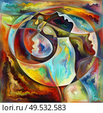 Inner Form. Colors In Us series. Abstract background made of human silhouettes, art textures and colors interplay on the theme of life, drama, poetry and perception. Стоковое фото, агентство Ingram Publishing / Фотобанк Лори