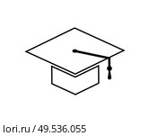 Academic cap with tassel line art vector icon isolated. Graduation hat, symbol of higher knowledge and wisdom. Simple shape of university magister headwear. Academic Cap with Tassel Line Art Vector Icon. Стоковая иллюстрация, агентство Ingram Publishing / Фотобанк Лори