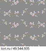 Watercolor pattern with the purple, pink  flowers and wild herbs. Illustration. Watercolor pattern with the purple, pink  flowers and wild herbs. . Стоковое фото, агентство Ingram Publishing / Фотобанк Лори
