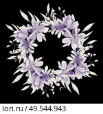 Watercolor wedding wreath with flowers and leaves. Illustration. Watercolor wedding wreath with flowers and leaves. . Стоковое фото, агентство Ingram Publishing / Фотобанк Лори