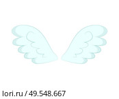Valentines day or Christmas decor, angel wings of white feather vector. Flight and cupid or butterfly accessory, holy spirit, fantastic or mythical creature detail. Angel Wings of White Feathers Isolated Object. Стоковая иллюстрация, агентство Ingram Publishing / Фотобанк Лори