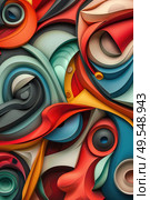 A dynamic abstract painting featuring a variety of vivid colors and shapes, creating a visually stimulating composition. Стоковое AI-изображение, AI-художник Данила Большаков / Фотобанк Лори