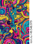 Repetitive psychedelic patterns creating a mesmerizing visual effect. Стоковое AI-изображение, AI-художник Данила Большаков / Фотобанк Лори