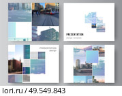 Vector layout of the presentation slides design business templates, multipurpose template for presentation brochure, brochure cover. Abstract design project in geometric style with blue squares. Vector layout of the presentation slides design business templates, multipurpose template for presentation brochure, brochure cover. Abstract design project in geometric style with blue squares. Стоковая иллюстрация, агентство Ingram Publishing / Фотобанк Лори