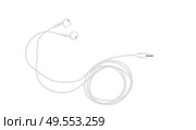 Neat stylish wired earbud headphones in white. Vector Illustration. EPS10. Neat stylish wired earbud headphones in white. Vector Illustration. Стоковая иллюстрация, агентство Ingram Publishing / Фотобанк Лори
