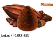 Cocoa, Chocolate Truffle. 3d realistic vector. Стоковая иллюстрация, агентство Ingram Publishing / Фотобанк Лори