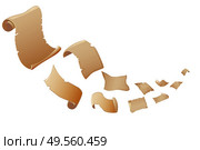 Old flying magic scrolls cartoon set isolated vector illustration. Стоковая иллюстрация, агентство Ingram Publishing / Фотобанк Лори