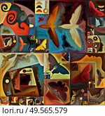 Inner Encryption series. Collage of abstract organic forms, art textures and colors on subject of hidden meanings, sacred life, drama, poetry, mysticism and art. Стоковое фото, агентство Ingram Publishing / Фотобанк Лори