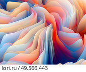 Tactile Math. Dimensional Wave series. Design composed of Swirling Color Texture. 3D Rendering of random turbulence on the subject of art, creativity and design. Стоковое фото, агентство Ingram Publishing / Фотобанк Лори
