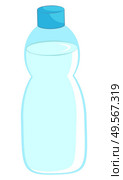 Full plastic bottle of purified water to relieve thirst. Closed container of transparent liquid on white background vector illustration in flat style. Back to school concept. Flat cartoon. Full Plastic Bottle of Water on White Background. Стоковая иллюстрация, агентство Ingram Publishing / Фотобанк Лори