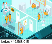 Infectious disease isometric background with safety measures symbols vector illustration. Стоковая иллюстрация, агентство Ingram Publishing / Фотобанк Лори