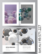 Vector layout of two A4 cover mockup templates for bifold brochure, flyer, magazine, cover design, book design. Abstract vector futuristic background with colorful 3d spheres, glossy bubbles, balls. Vector layout of two A4 cover mockup templates for bifold brochure, flyer, magazine, cover design, book design. Abstract vector futuristic background with colorful 3d spheres, glossy bubbles, balls. Стоковая иллюстрация, агентство Ingram Publishing / Фотобанк Лори