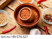 Spice or seasoning dry adjika,ingredients for adjika.. Dry adjika condiment. Стоковое фото, агентство Ingram Publishing / Фотобанк Лори