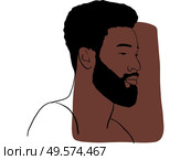 Hand draw outline portrait of african black man with bown sample color. Abstract colletion of different people and skin tones. Diversity concept. Стоковое фото, агентство Ingram Publishing / Фотобанк Лори