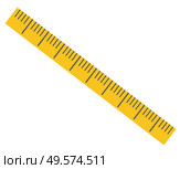 Yellow ruler vector, isolated icon of device for measuring object for precision. Item decorated with dots, made of plastic material school supply. Back to school concept. Flat cartoon. Ruler for Maths Lessons, School Supplies Closeup. Стоковая иллюстрация, агентство Ingram Publishing / Фотобанк Лори