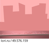 Small towns and big cities, silhouettes skylines and cityscapes with haze and smog. Houses and real estate departments in evening, buildings and skyscrapers. View from bridge or road. Flat cartoon. Cityscapes and Urban Territories, City and Town. Стоковая иллюстрация, агентство Ingram Publishing / Фотобанк Лори